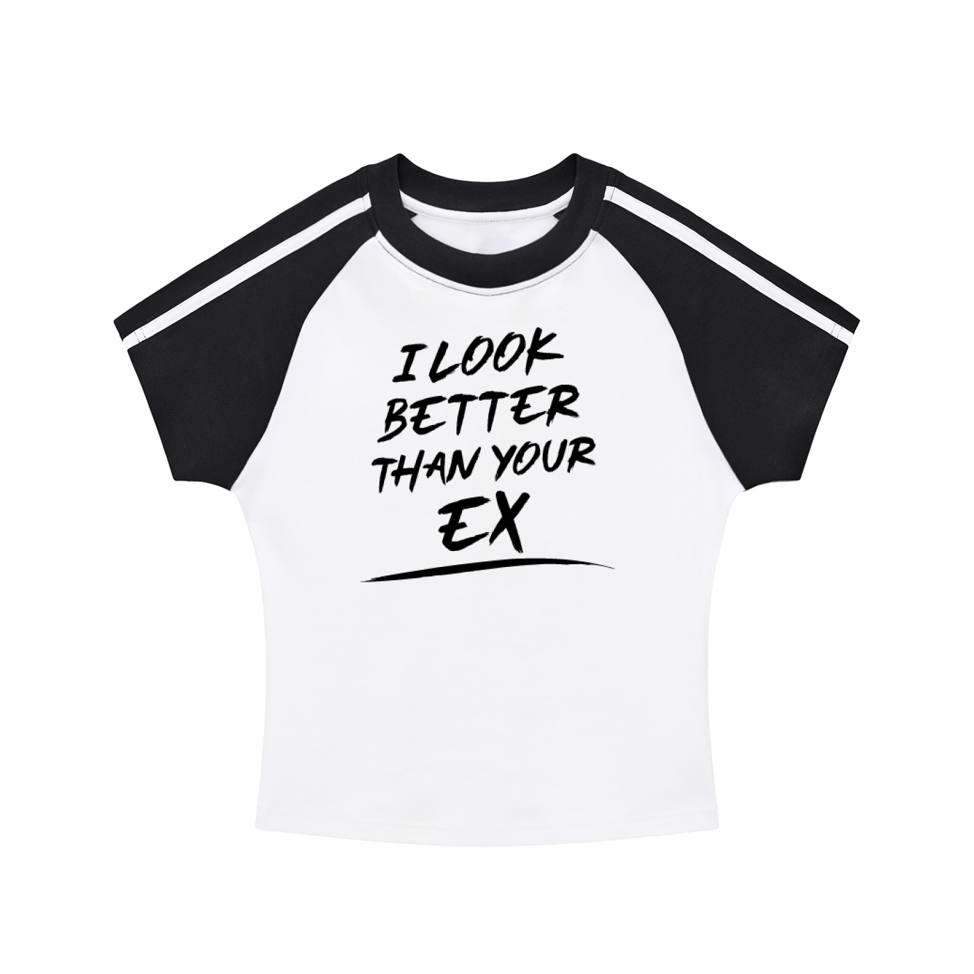 Contrast Stripes Bodycon Raglan  Sleeve T-Shirt
