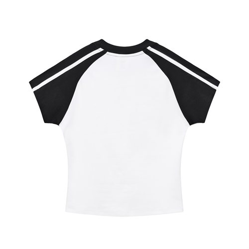Contrast Stripes Bodycon Raglan  Sleeve T-Shirt